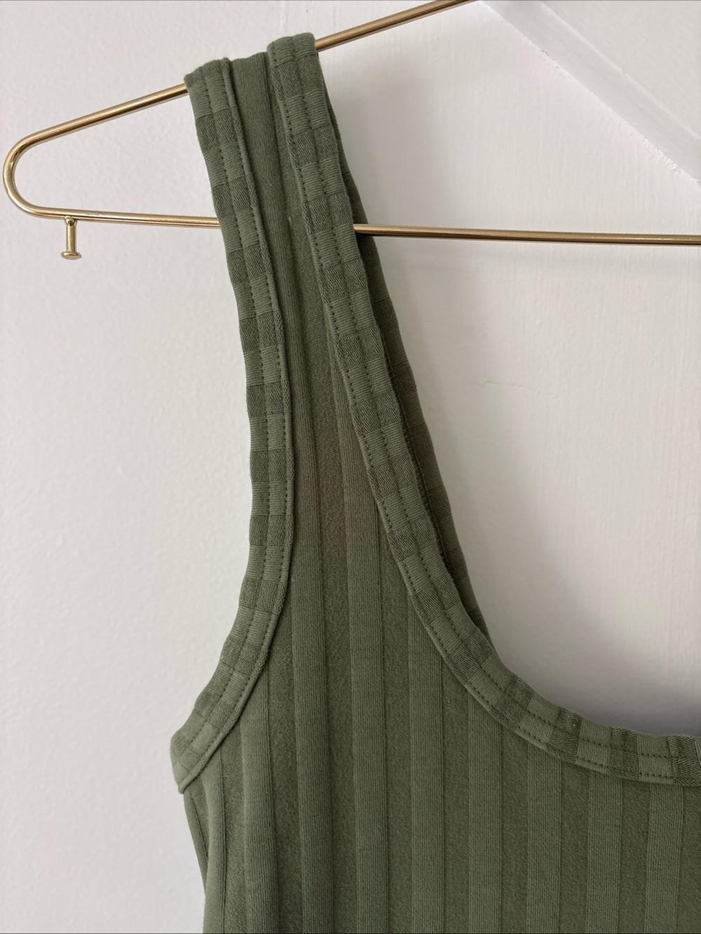 Offline By Aerie OG Groove Midi Dress Size XS Green Ribbed Stretch Side Slit - Picture 4 of 10